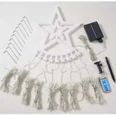 GENERICO - Guirnalda Solar Led Cascada Estrella 5mts Decoración Navidad