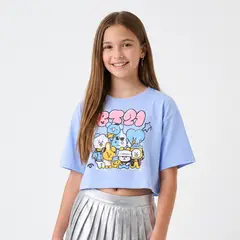 BT21 - Polera Manga Corta Teen Celeste