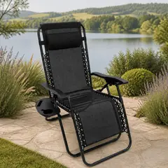 ALERIA - Set 2 Reposeras Plegables Zero Gravity Levante Con Portavasos