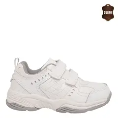 UNS - Zapatilla Escolar de Cuero Calar Blanco y Gris