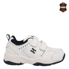 UNS - Zapatilla Escolar de Cuero Calar Blanco y Azul