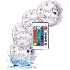 GENERICO - Pack 4 Luces Para Piscina Sumergibles 16 Colores Control