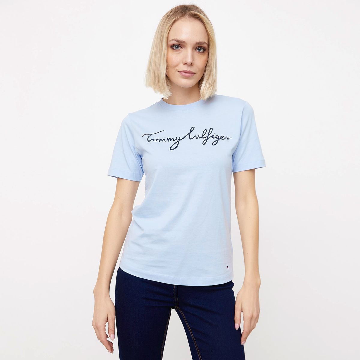 TOMMY HILFIGER - Tommy Hilfiger Polera Estampada Logo Manga Corta Mujer