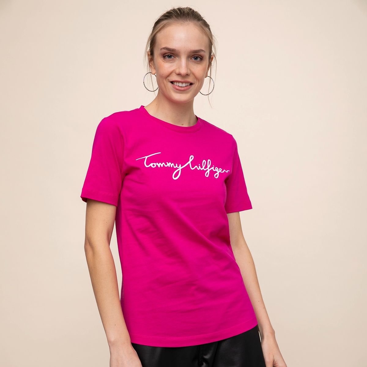 TOMMY HILFIGER - Tommy Hilfiger Polera Estampada Logo Manga Corta Mujer