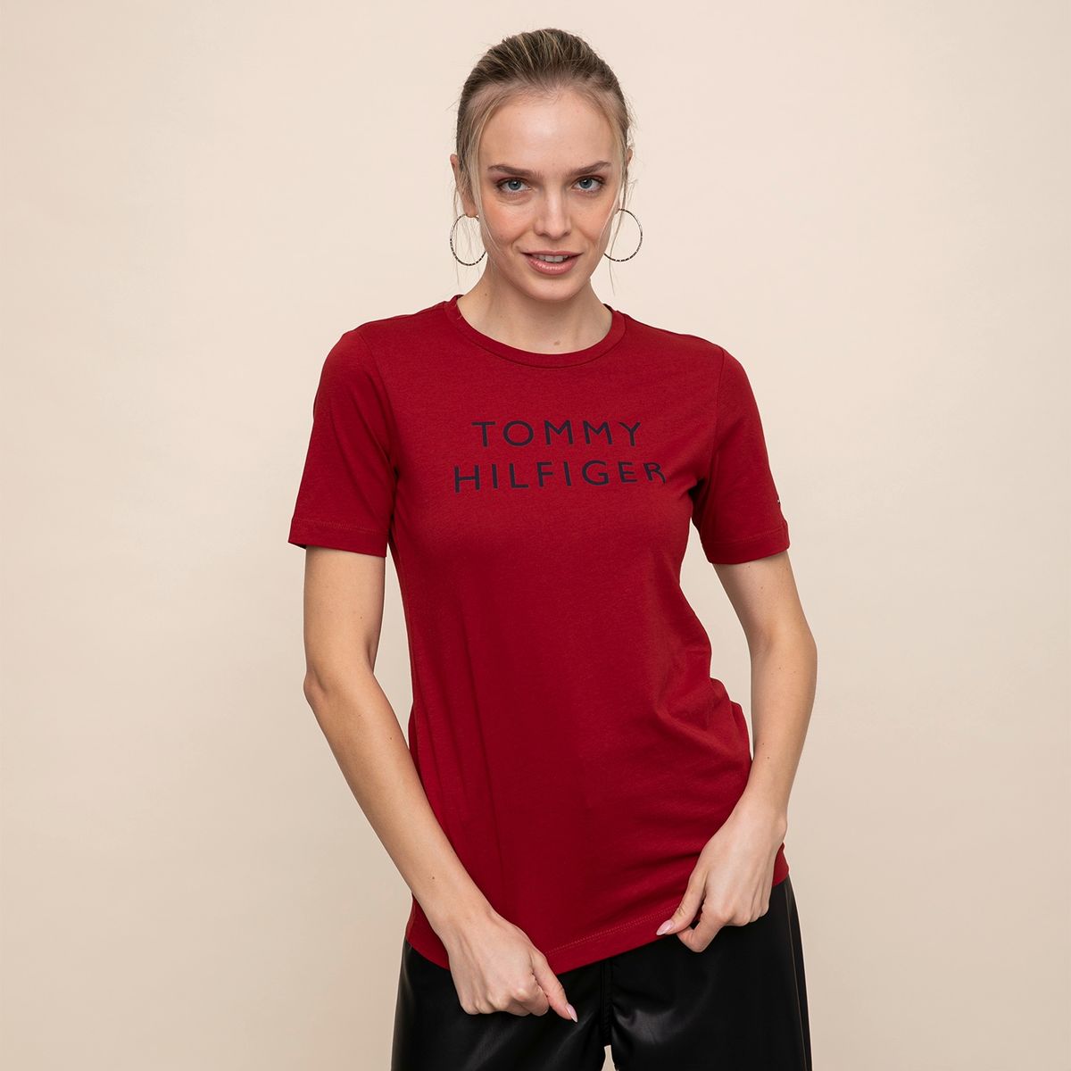 TOMMY HILFIGER - Tommy Hilfiger Polera Estampada Logo Manga Corta Mujer