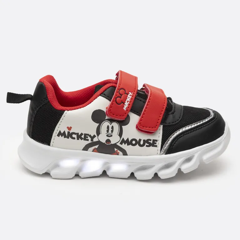 Zapatillas Con Luces Niño Expresion Mickey Blanco