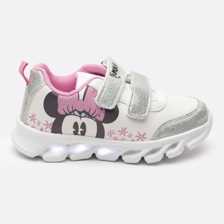 Zapatillas Con Luces Niña Ojos Minnie Blanco