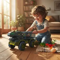 BABYLUNA - Camión Transportador De Dinosaurios T-Rex Juguete Con Figuras