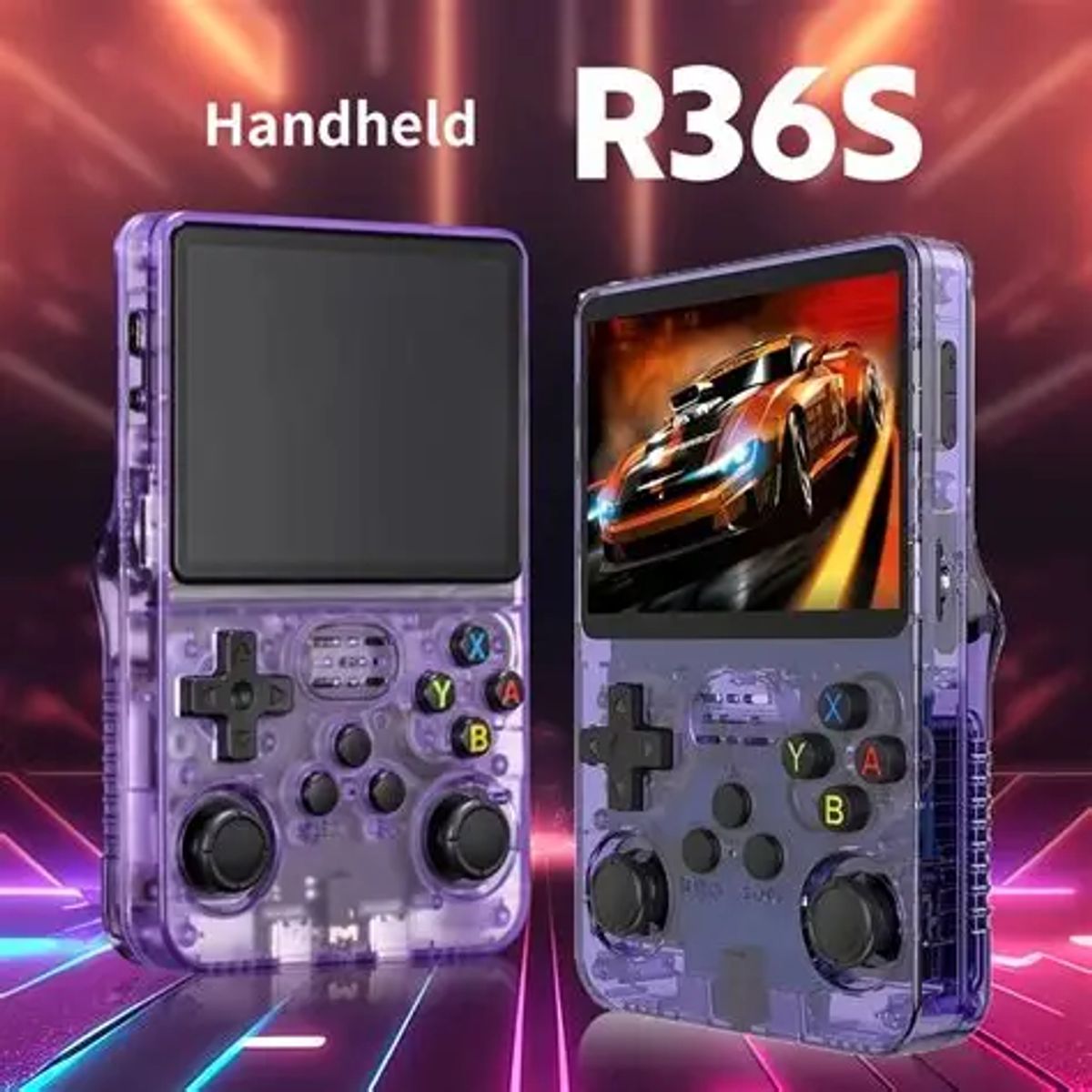 CHINA - Consola de Videojuegos Portátil Retro R36S 64GB Transparente Morada / Púrpura