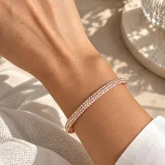 BLOOM CRYSTAL - Pulsera Roca con Cristal de Austria Transparente baño en rodio