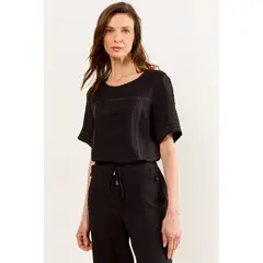 MA GRIFFE - Blusas Manga Corta Mujer Negro