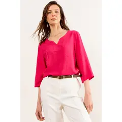 MA GRIFFE - Blusas Manga Corta Mujer Fucsia