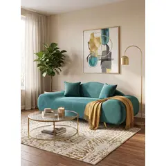 MUEBLES NEW - SOFA CURVO LAGUNA EN FELPA