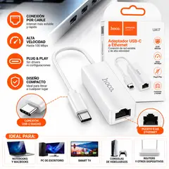 HOCO - Adaptador USB-C a Ethernet (RJ45) HocoUA22 100mbps