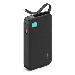USAMS - Cargador Portatil Bateria Externa Power Bank + Cable Para iPhone Retractil 50cm Cd225 Negro