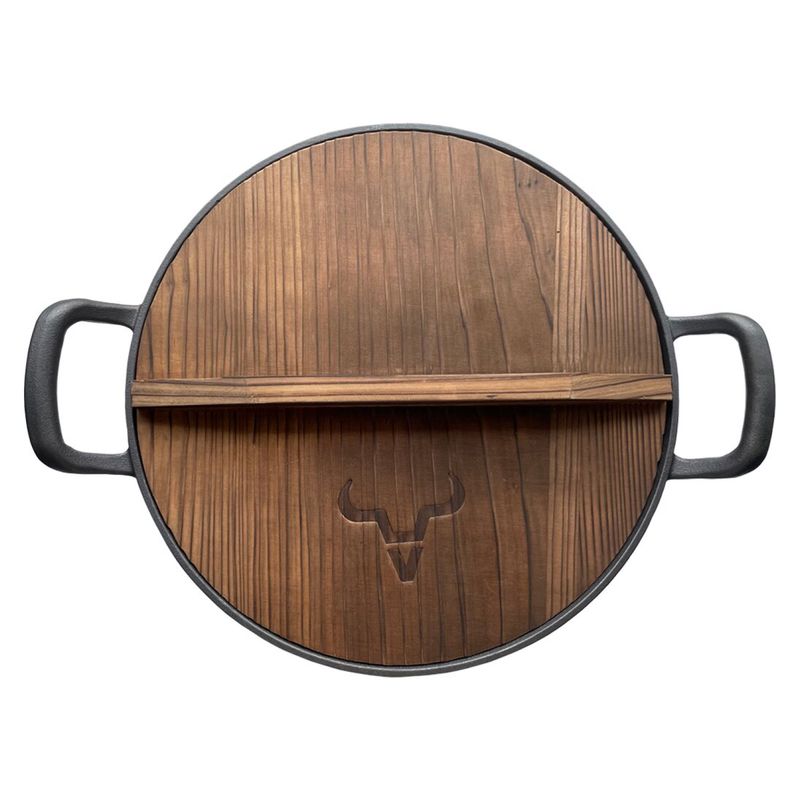 BRANDO - Wok 32cm Tapa de Madera Iron Cast Brando