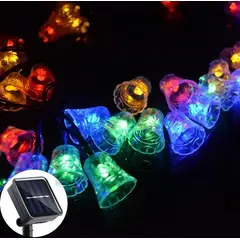 SOLAR - Luces De Navidad Con Campana Cadena Guirnalda Solares