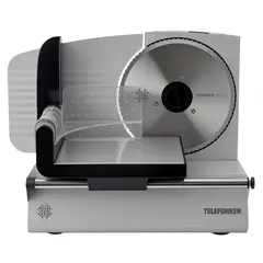 TELEFUNKEN - Cortadora de Fiambre Eléctrica 200W Cuchilla 19 cm Acero Inoxidable Rebanadora Gris