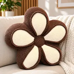 GENERICO - Cojin Decorativo En Forma De Flor Con Cinco Petalos En Tonos Beige/Marrón