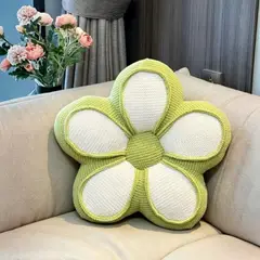 GENERICO - Cojin Decorativo En Forma De Flor Con Cinco Petalos En Tonos Blanco/Verde