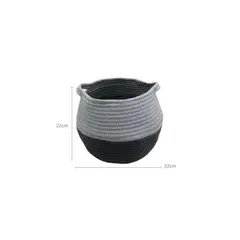 GENERICO - Cesta Organizadora Algodón 22 x 22 cm Gris y Negro
