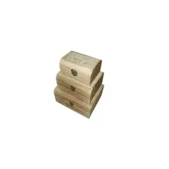 GENERICO - Set 3 Cajas Organizadoras de Madera con Cierre Metálico