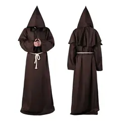 GIOIO - Disfraz Halloween Tunica Monje Medieval Negra Cosplay Adulto
