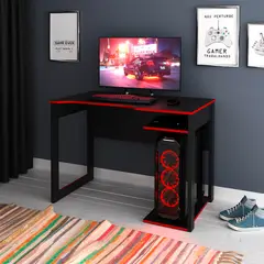 TECNOMOBILI - Escritorio Gamer Compacto Negro/Rojo Me4161
