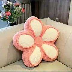 GENERICO - Cojin Decorativo En Forma De Flor Con Cinco Petalos En Tonos Blanco/Rosa