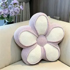 GENERICO - Cojin Decorativo En Forma De Flor Con Cinco Petalos En Tonos Blanco/Lila