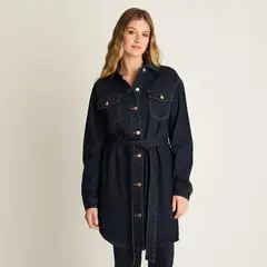 ACUARELA - Casaca Denim Mujer Azul Oscuro