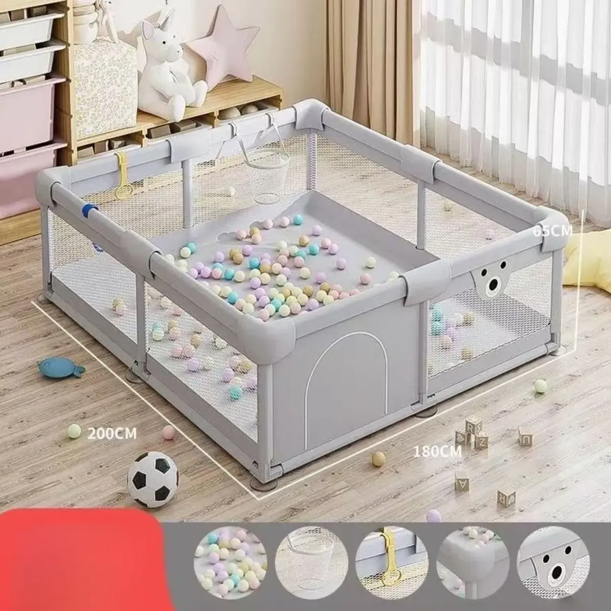 BABYLUNA - Corral Centro De Juegos Bebé Con Accesorios, 150*180cm.