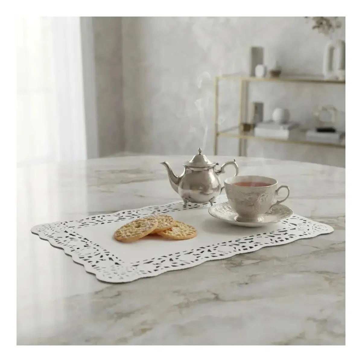 GENERICO - Pack 100 Blondas Blancas Papel Rectangular 30x40cm Grandes
