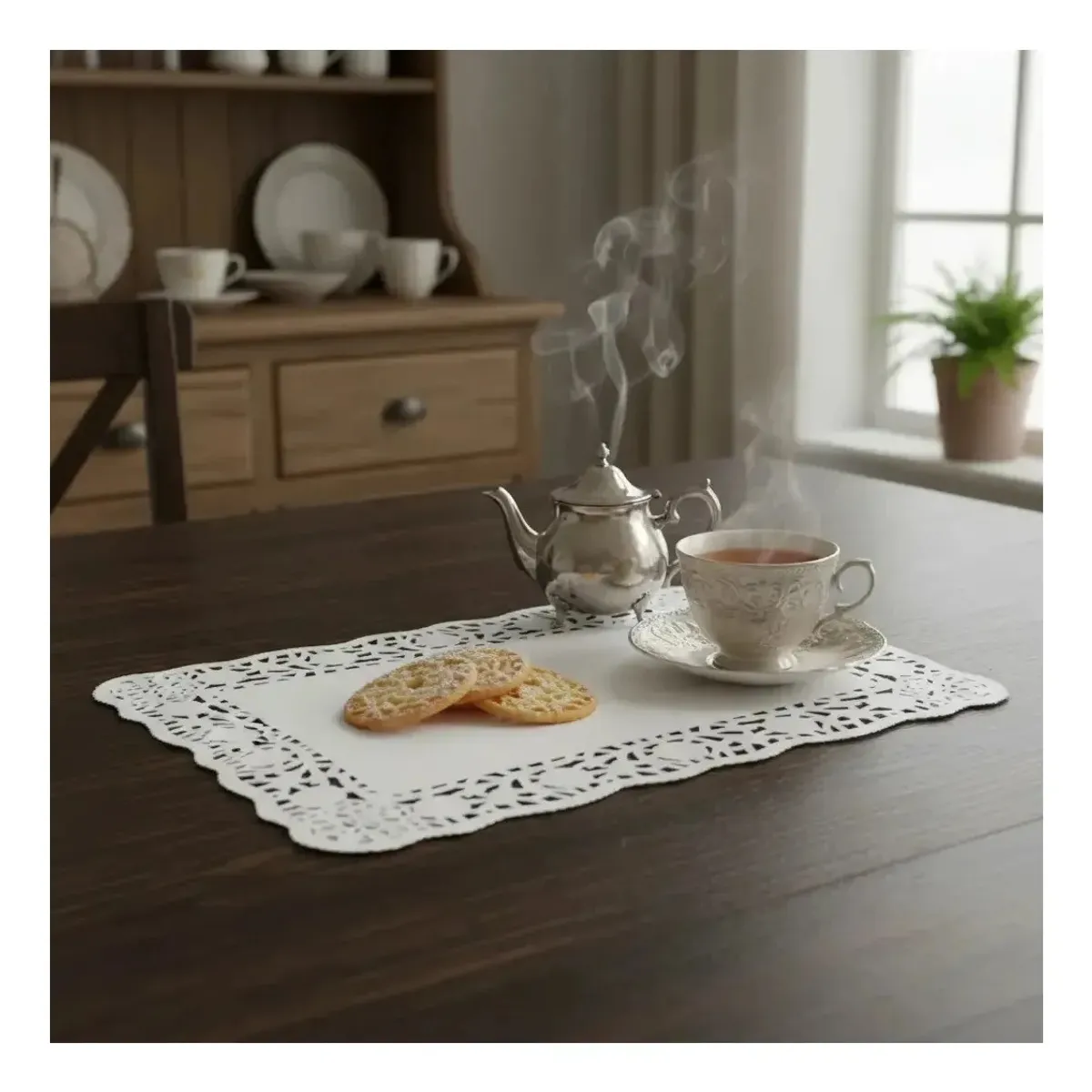 GENERICO - Pack 100 Blondas Blancas Papel Rectangular 30x40cm Grandes