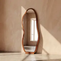 SANTU HOME & DECO - Espejo Irregular Cuerpo Entero Nogal 170x70cm Madera