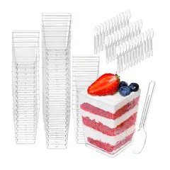 OFERTABKN - 50 Set De Vasos Shot Postres Pocillos Vasos Plastico 160ml