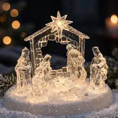 EKOL TACTICA MILITAR - Pesebre de Navidad Acrílico con Luces Led y sonido Decoración