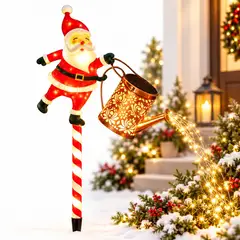 DOPA - Adorno Navideño Santa Claus Con Regadera Y Luces Led Cálidas