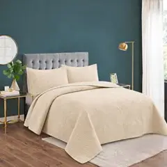 GENERICO - Cubrecama Quilt De Verano De 2 Plazas Diseño Liso Unicolor Beige