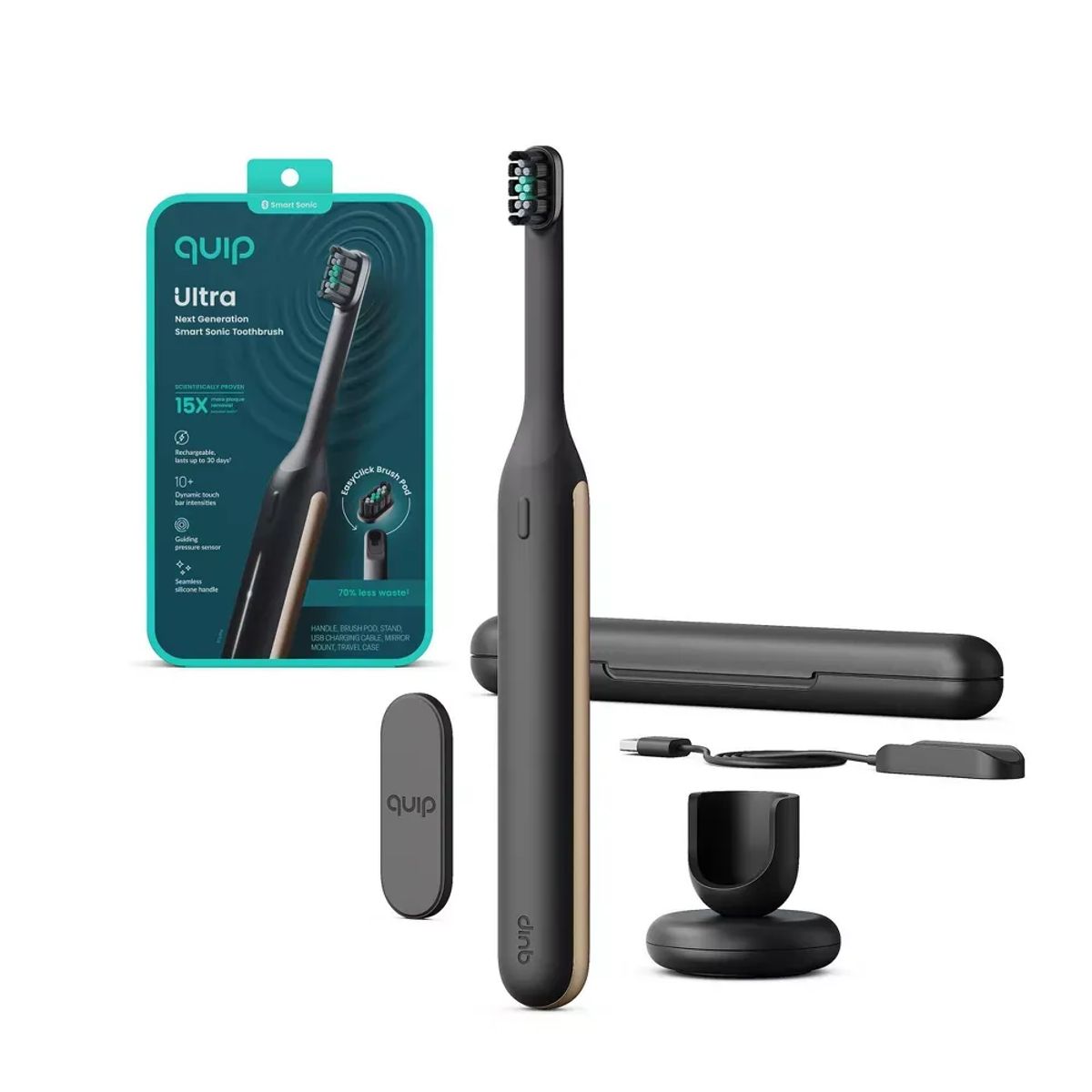 QUIP - Cepillo de dientes Eléctrico Quip Ultra Smart (Color Eclipse) + Cabezales Ultra Pods (X2)