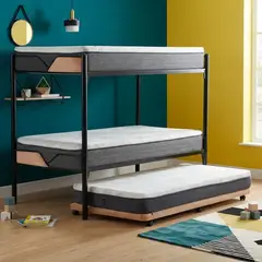 LATAM HOME - Camarote Triple Zen Metalico + Colchones New Top Resortes 1.5 Plazas Beige