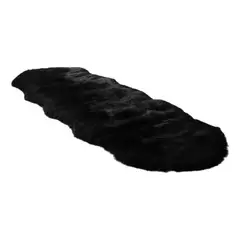GENERICO - Alfombra Peluda Bajada De Cama 180 X 60 Cm Color Negro Diseño De La Tela Liso Largo 180 Cm