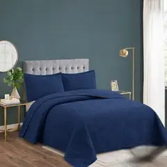 GENERICO - Cubrecama Quilt De Verano De 1.5 Plazas Diseño Liso Unicolor Azul