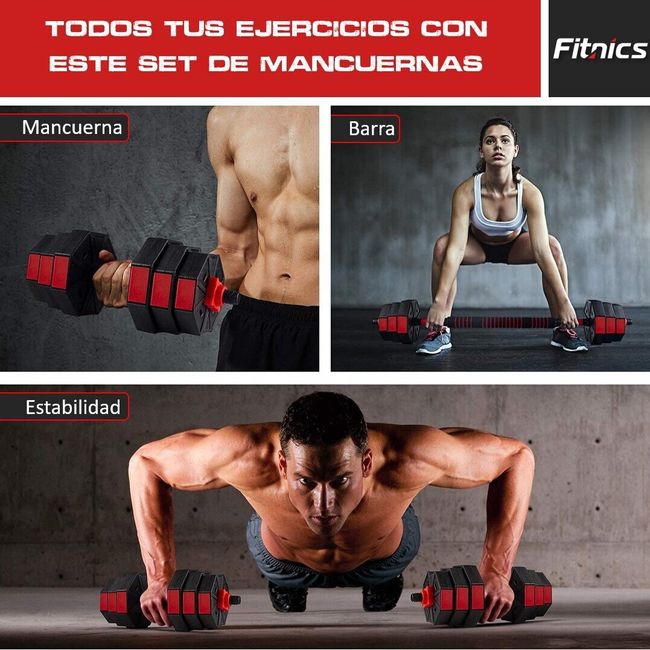 FITNICS - Mancuernas Ajustables 10Kg Barra Set 2