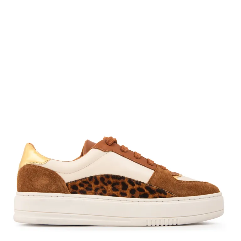 Zapatilla kristen cuero camel