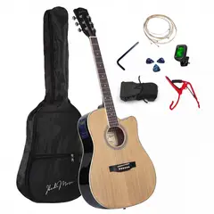 IBRAH - Guitarra Electroacustica De 41" Music Con EQ + Accesorios Color Cafe