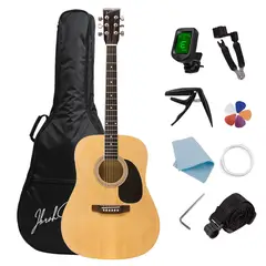 IBRAH - Guitarra Acustica 41" Dreadnought Music + Accesorios Color Cafe