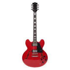 IBRAH - Guitarra Electrica Music Semi-Hollow + Amplificador 20W + Accesorios Color Rojo