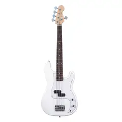 IBRAH - Bajo Electrico Music PB De 5 Cuerdas De Color Blanco + Amplificador 20W + Accesorios
