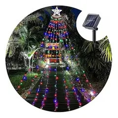 SHOP EHOME BAG - Luces Led Estrella Cortina Solar Exterior Navidad Multicolor